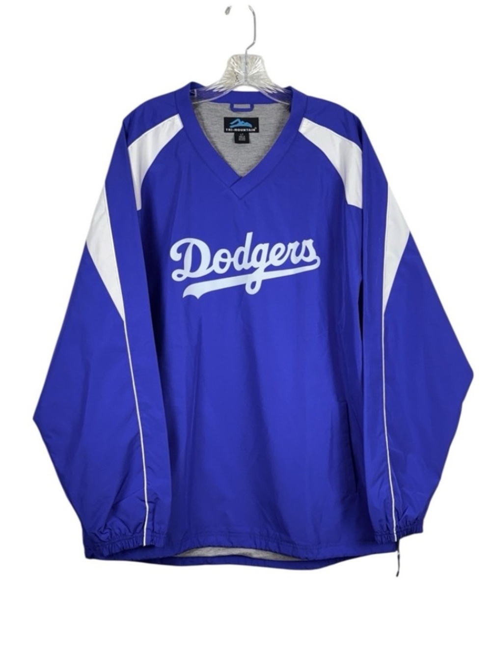 Dodgers Large Tall Windbreaker Tri-Mountain Hiro V-Neck Pullover Jacket Blue